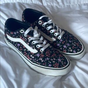 Vans Floral Black and White Sneakers